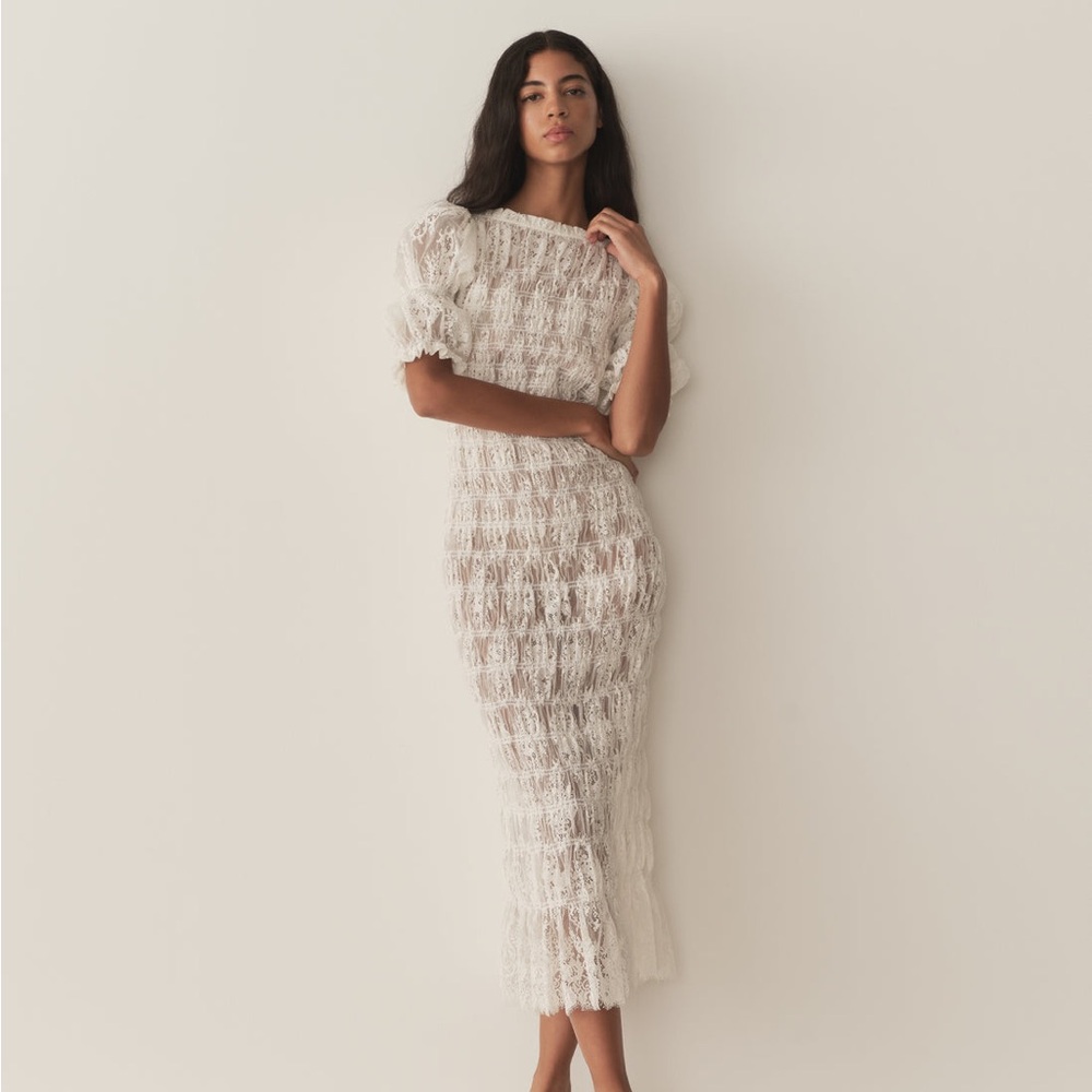 Doen Cream Lace Midi Dress - Picture 2 of 11